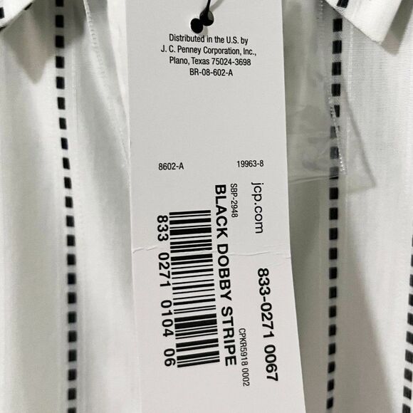 Worthington White Long Sleeve Black Dobby Stripe Button Down Blouse NWT Small - Picture 5 of 12